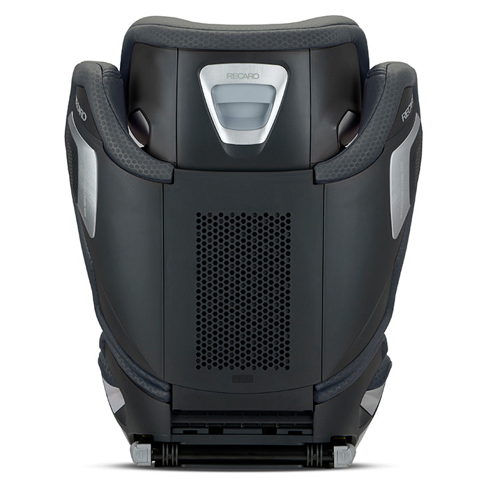 Recaro Axion 1 autostol i grå, set bagfra med justeringshåndtag til hovedstøtte