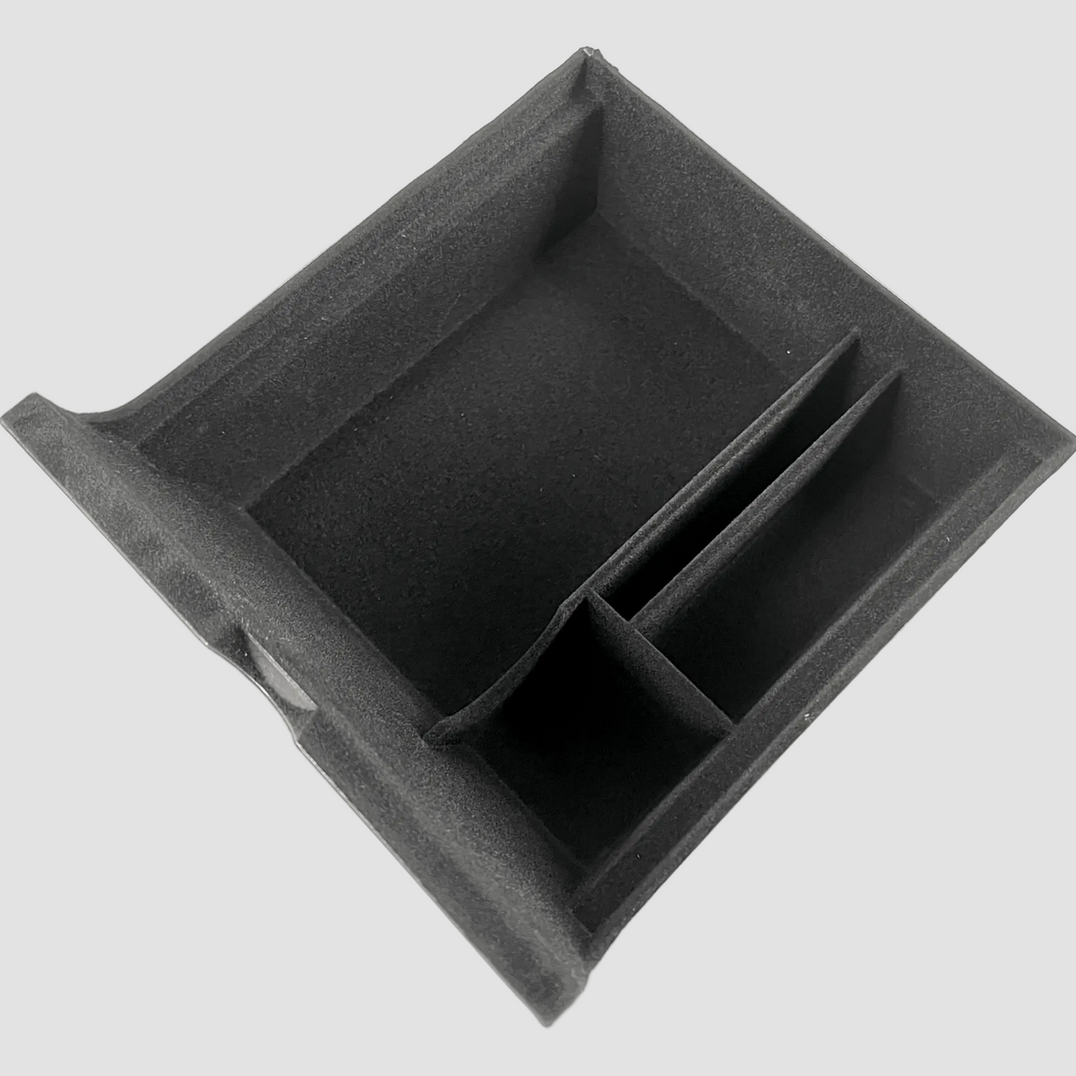 Opbevaringsboks med tre rum til Tesla Model 3/Y i sort filt