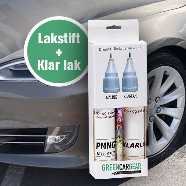 Original Tesla lakstift og klarlak sæt til bilreparation af ridser.