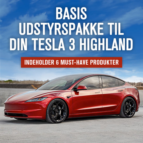 Tesla Model 3 Highland basis udstyrspakke med 6 must-have produkter.