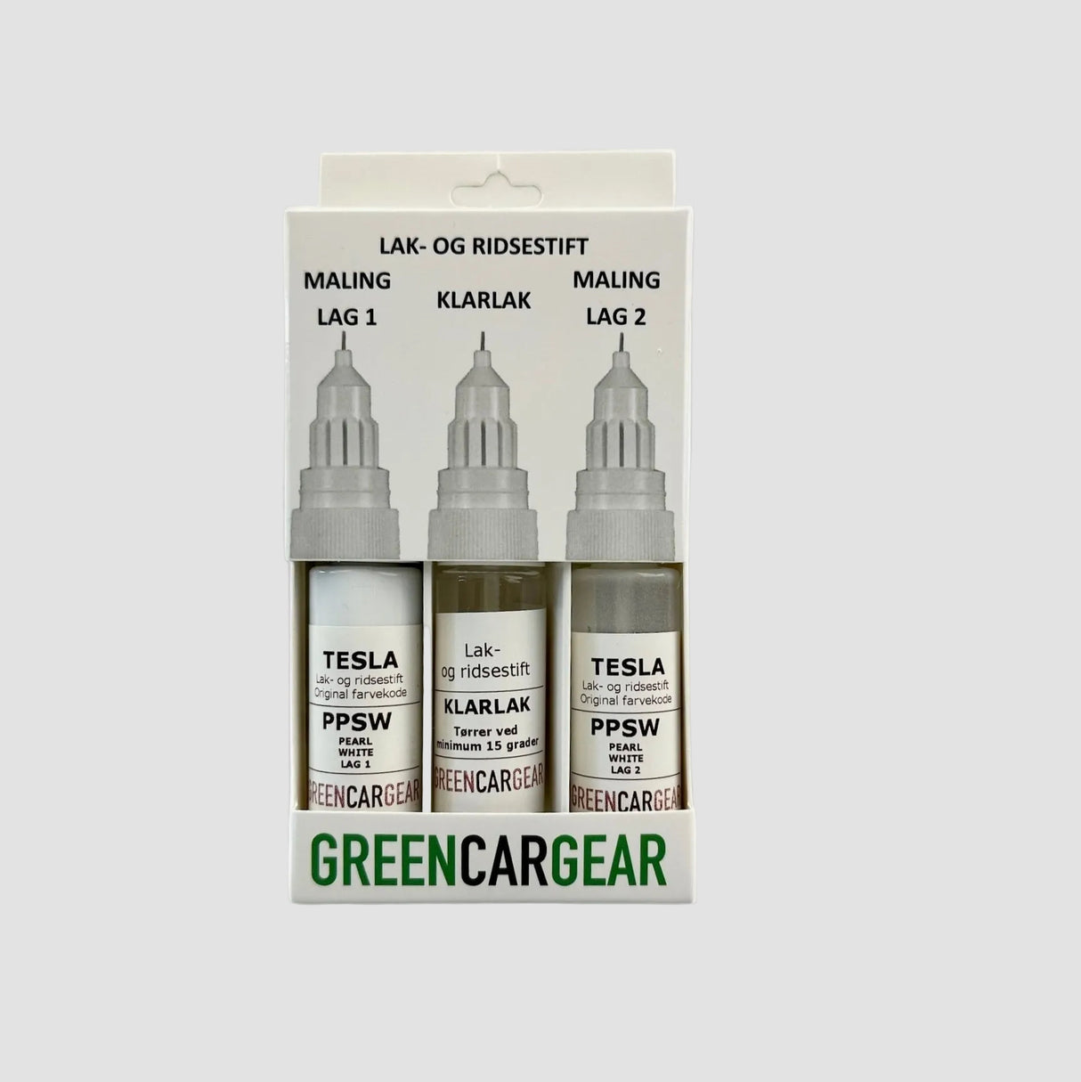 GCG hvidlak med maling lag 1 til 2 samt klarlak pakket ind