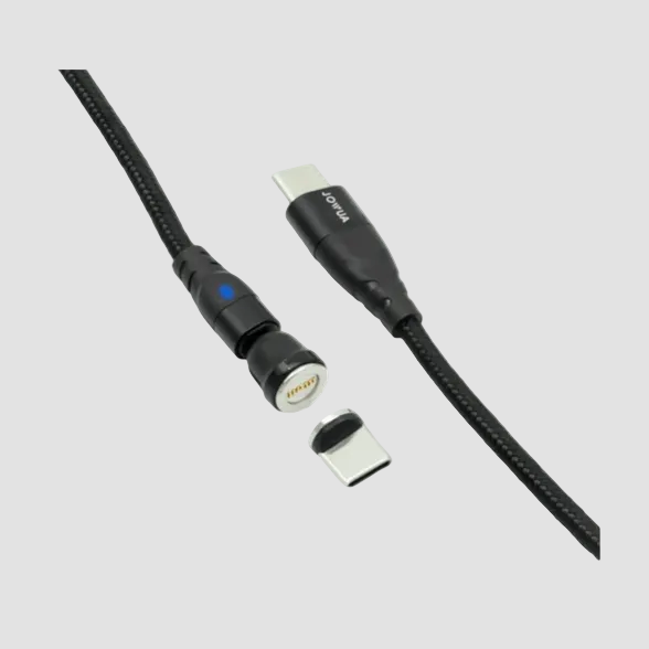 jowua magnetisk ladekabel som er delt op. med den magnetiske ende vist og en usb-c ende.