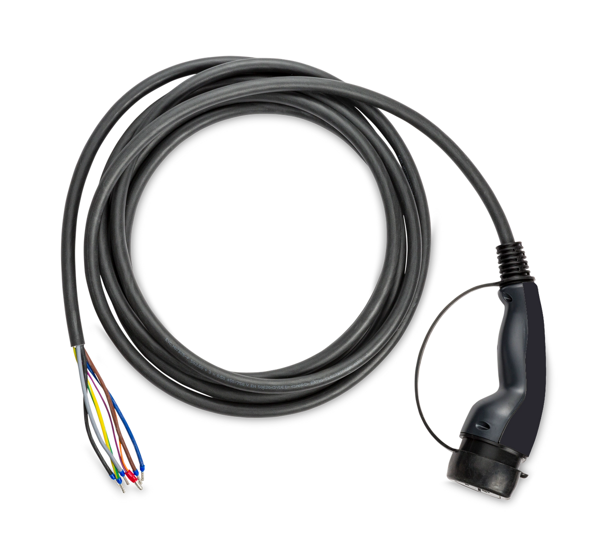 Ratio E-Line Type 2 ladekabel til montering i ladeboks.