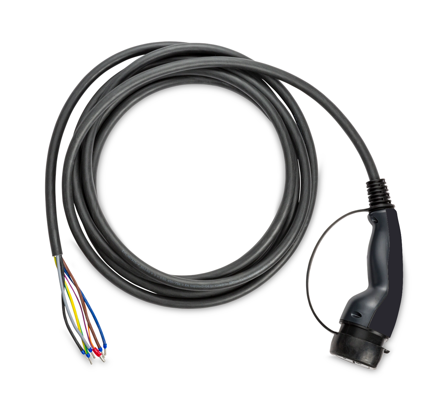 Ratio E-Line Type 2 ladekabel til montering i ladeboks.