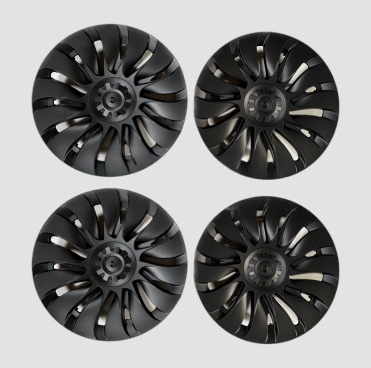 MV Storm hjulkapsler til Tesla Model Y, 19 tommer standardfælge i sort.