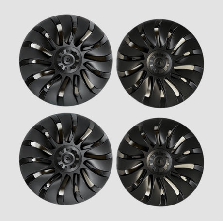 MV Storm hjulkapsler til Tesla Model Y, 19 tommer standardfælge i sort.