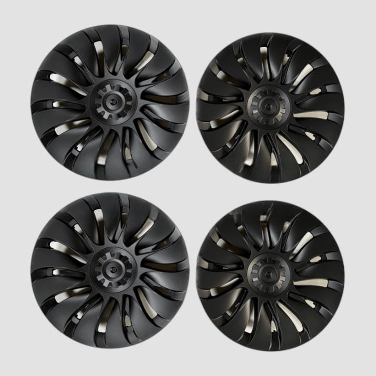 MV Storm hjulkapsler til Tesla Model Y, 19 tommer standardfælge i sort.
