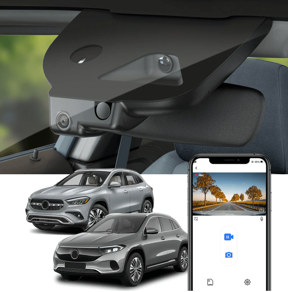 FitCamX Dashcam til Mercedes EQA. Appstyret smart dashcam med elegant OEM-design.