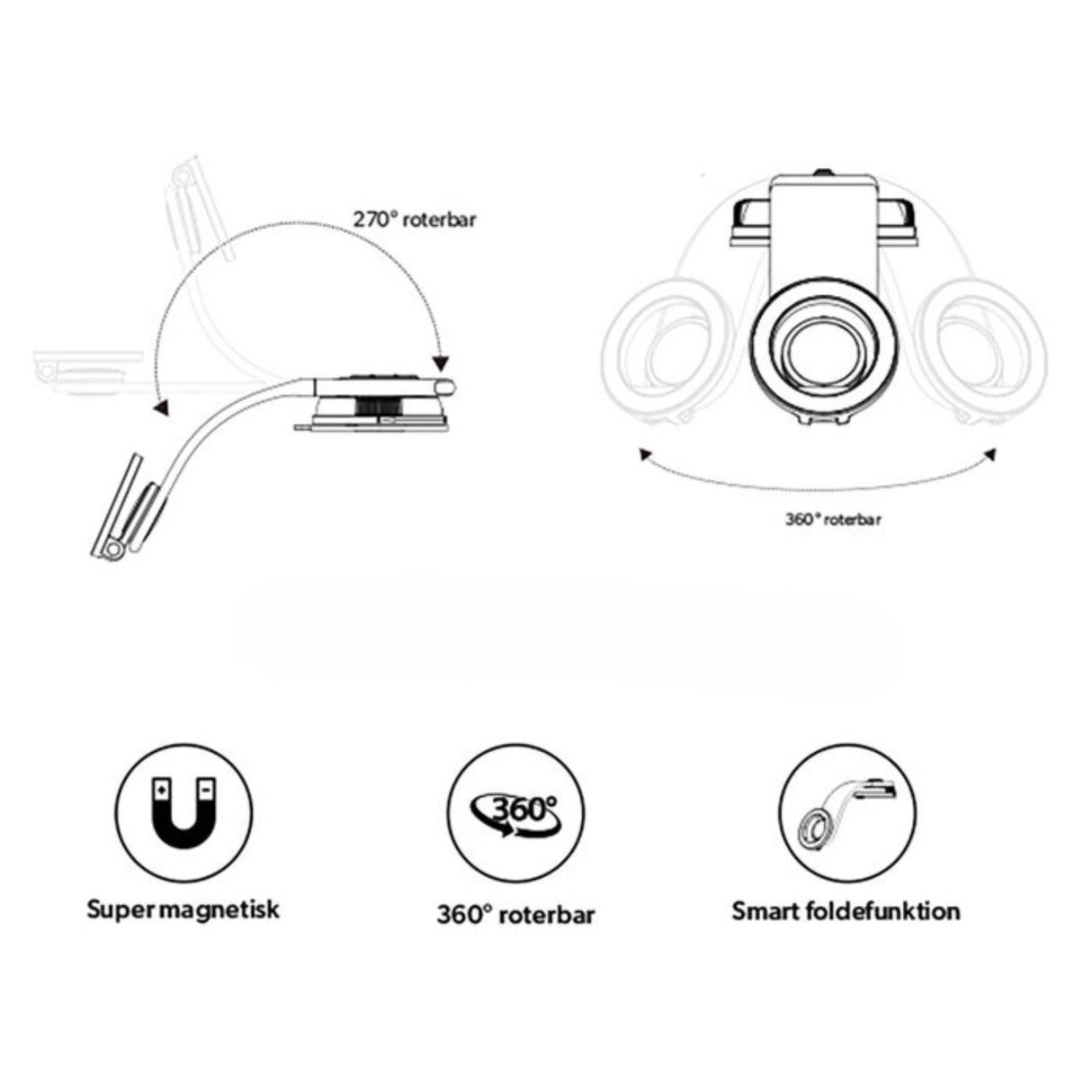 Magnetisk mobilholder med sugekop