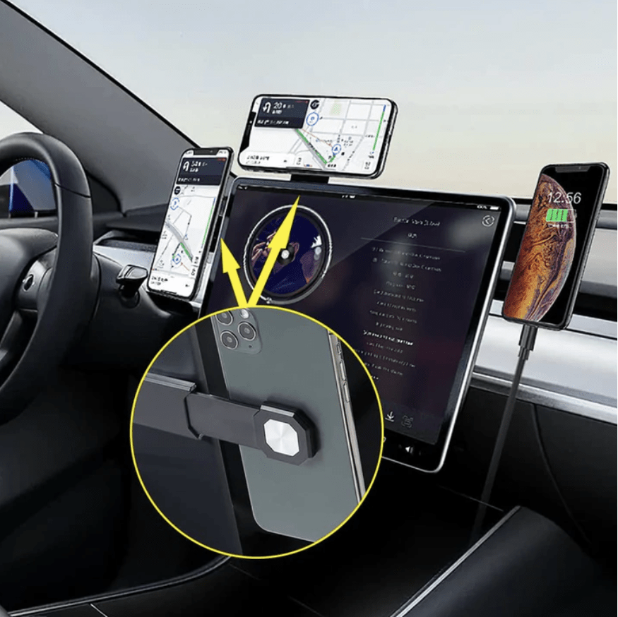 Der er monteret en masse mobilholdere som viser hvor mange der kan være på 1 gang. Alle sammen holder en mobil.