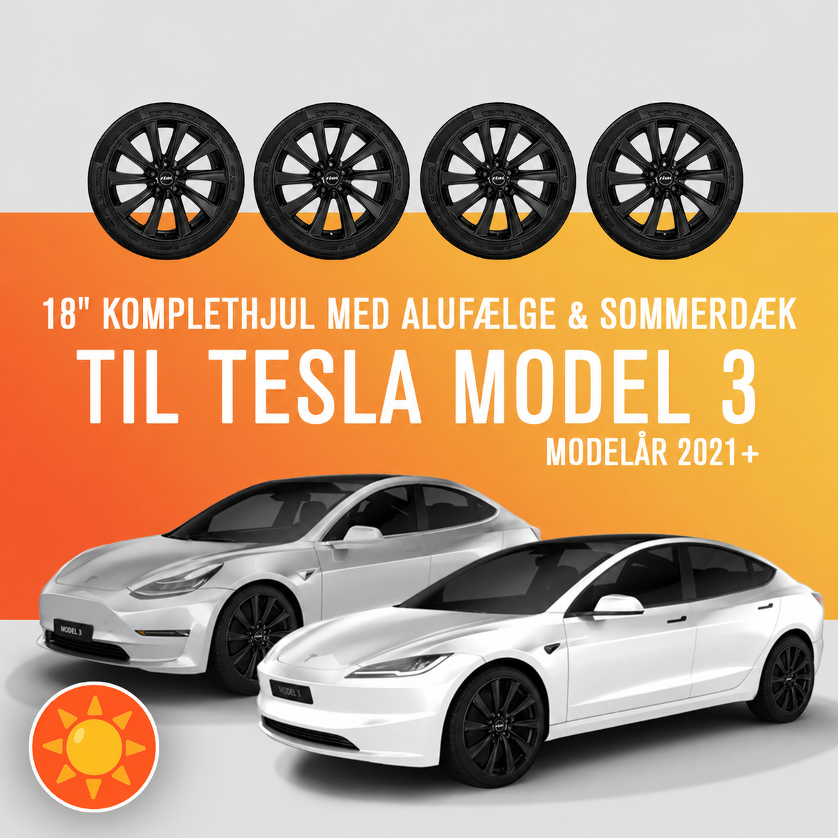 18" komplethjul med sommerdæk - Tesla Model 3