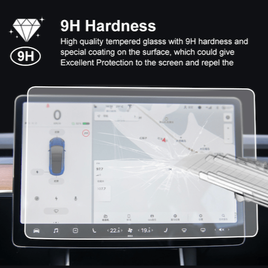 Skærmbeskytter med sort kant - Passer til Tesla Model 3/Y