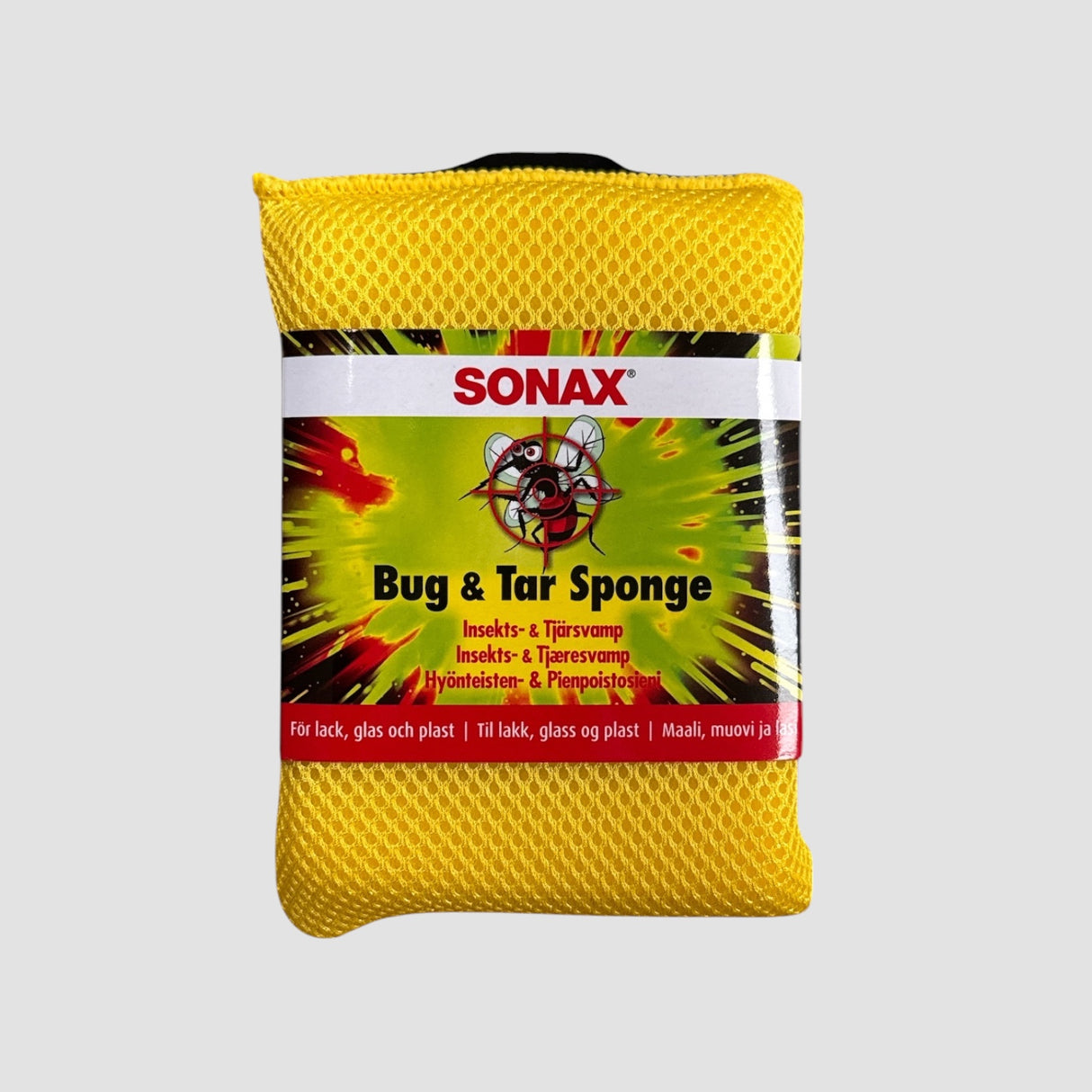 SONAX insekt- og tjæresvamp til effektiv bilrengøring af lak, glas og plast.