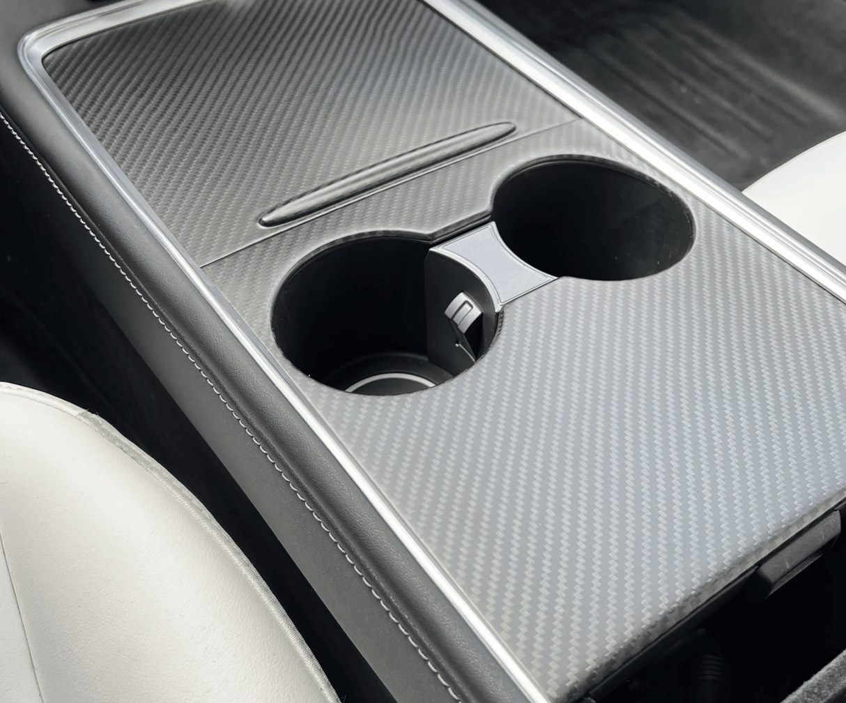 Cover til midterkonsol i ægte carbon til Tesla Model 3/Y