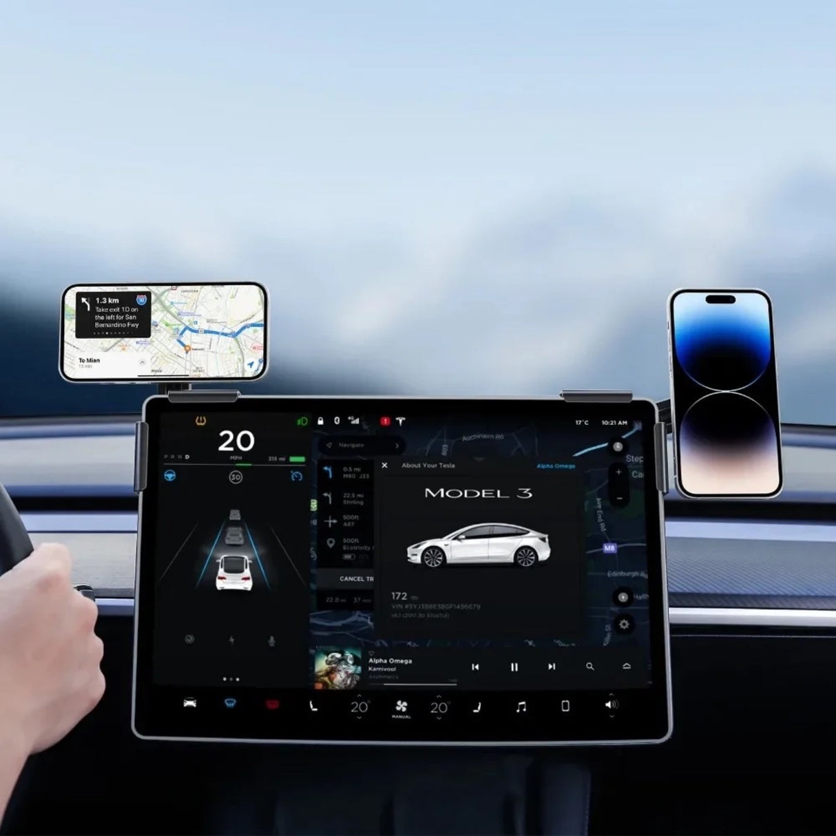 Telefonholder/lader med MagSafe - passer til Tesla