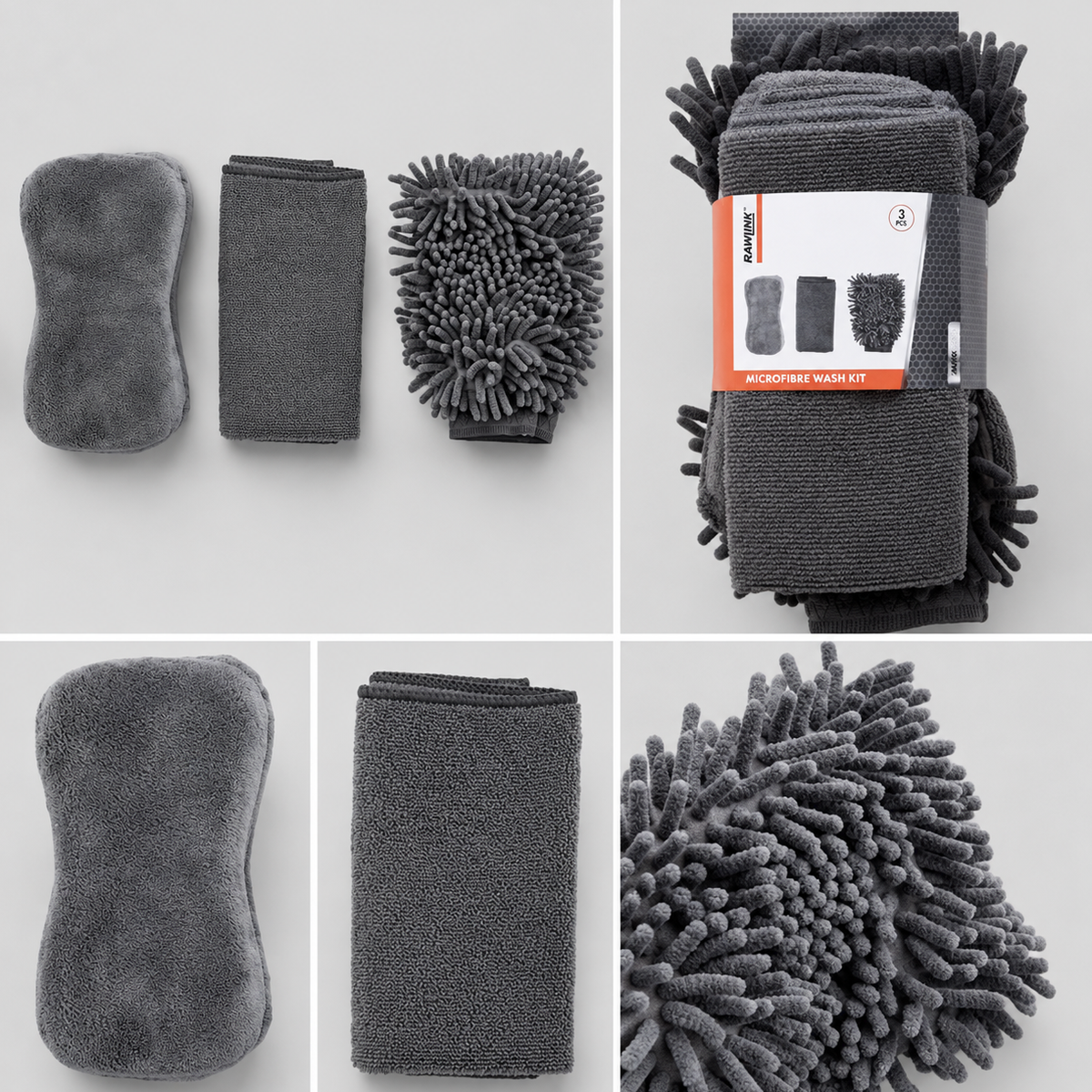 Vaskesæt i microfiber, 3 dele