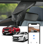 FitCamX dashcam til Peugeot e-2008 monteret i bil, med app på telefon.