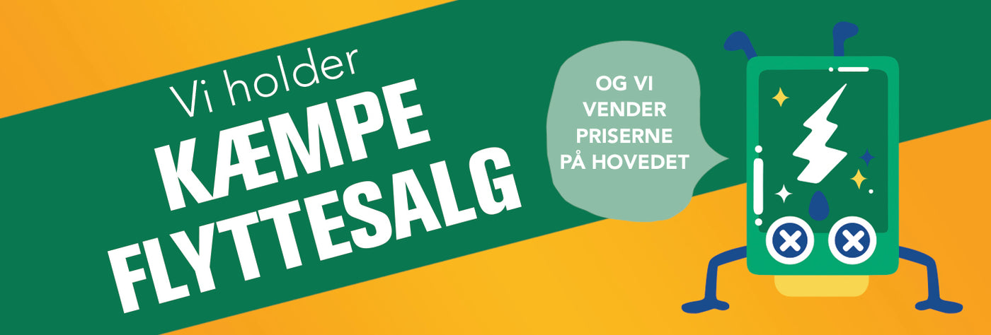 Banner til GreenCarGear flyttesalg