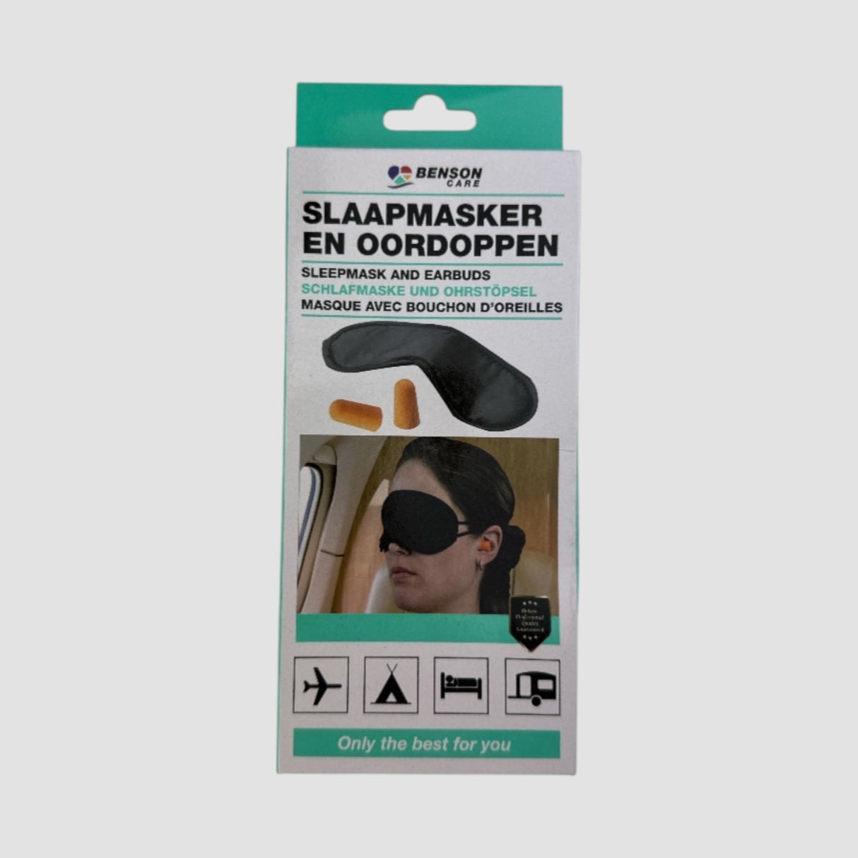 Sovemaske med ørepropper