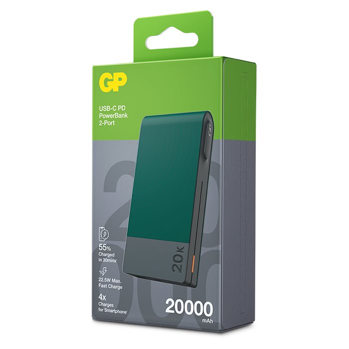 GP Powerbank M2 20000 mAh - USB-A og USB-C