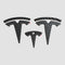 Tre Tesla T-emblem covers i ABS carbon-look i forskellige størrelser til Model 3
