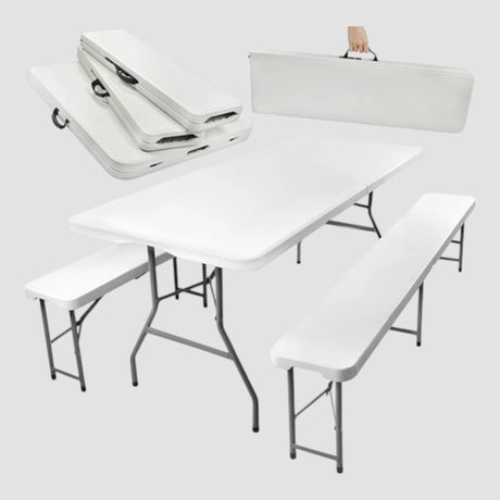 Foldbart campingbord + bænke