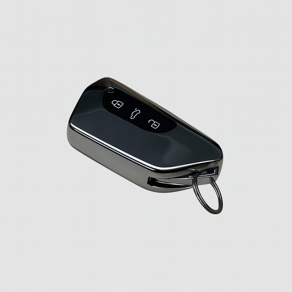 Beskyt din bilnøgle med stil! Vores elegante nøglecover i sølv passer perfekt til VW ID.-modeller samt Skoda Enyaq og Elroq. Ridsefri, præcis pasform og luksuriøst design.