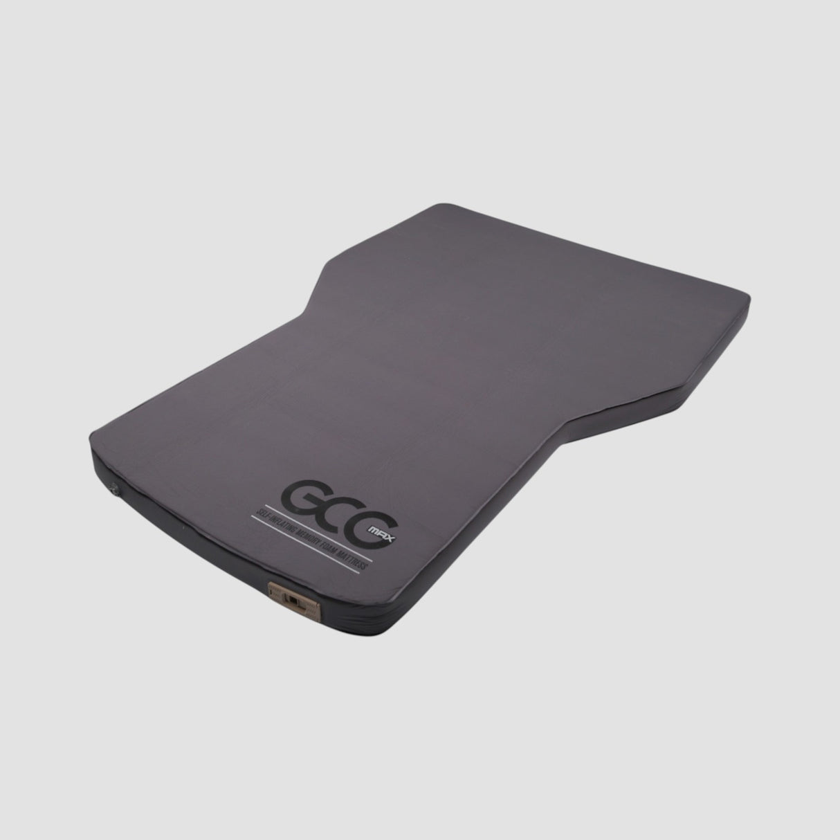 GCG MAX Komfort luftmadras med memory foam, vist på en lys baggrund.