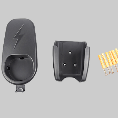 En holder til både ladeboksen og type 2 kablet. Skruerne skal bruges til montering af produktet