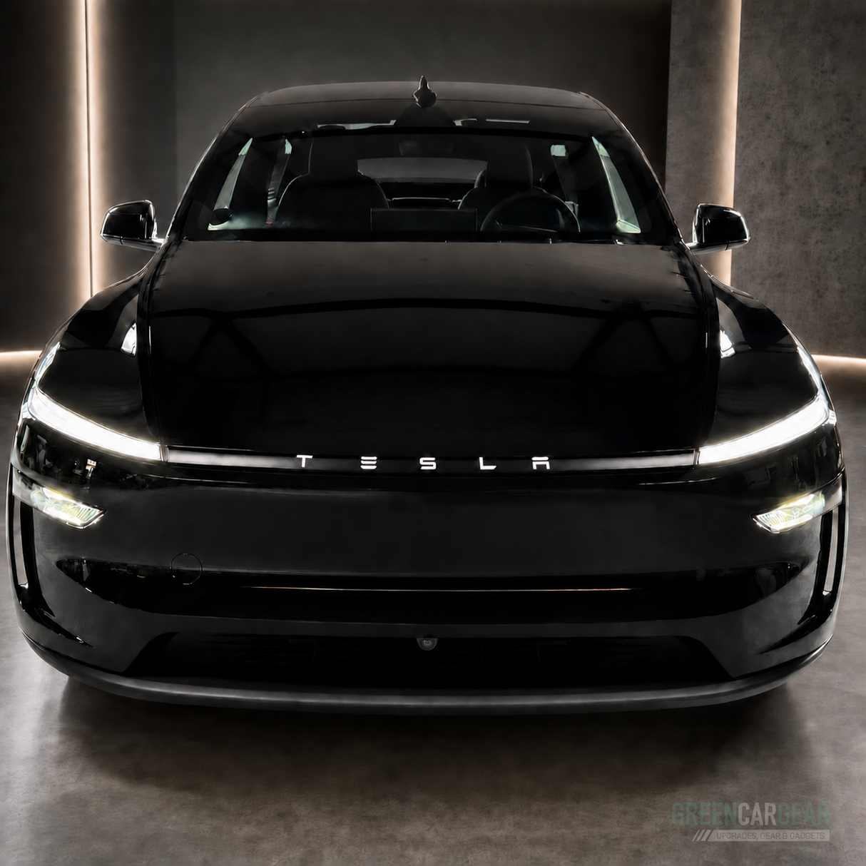 Folie til lystribe - Tesla Model Y 2025 Juniper – Mat sort med TESLA tekst
