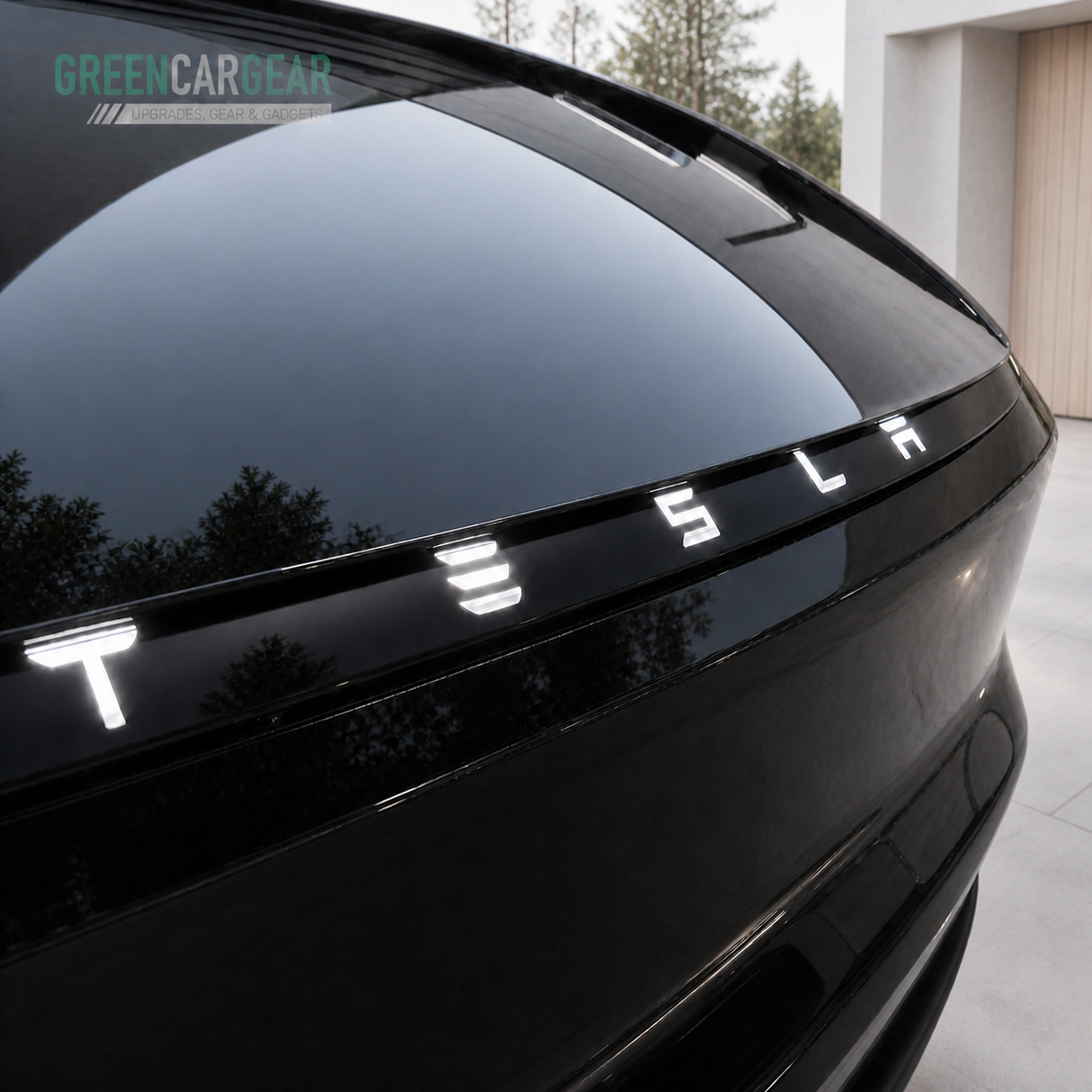 Folie til lystribe - Tesla Model Y 2025 Juniper – Mat sort med TESLA tekst