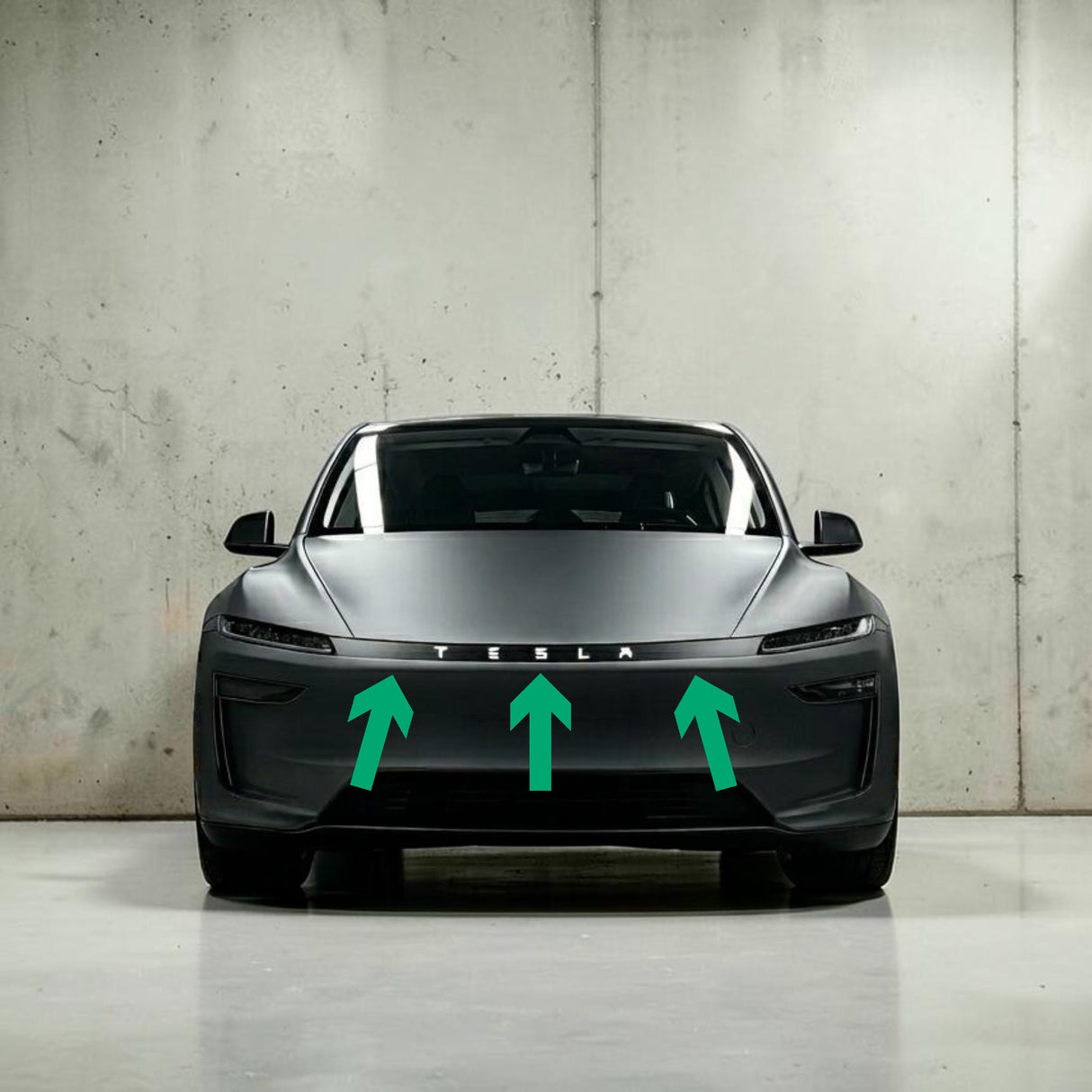 Folie til lystribe - Tesla Model Y 2025 Juniper – Mat sort med TESLA tekst
