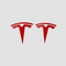 To Tesla T-emblemer i rødt metal til Tesla Model 3