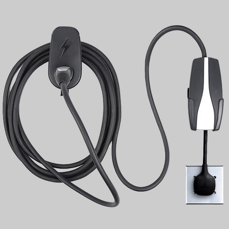 Monteret holder til ladeboks og type 2 kabel 