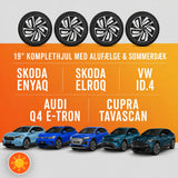 19" komplethjul med alufælge og sommerdæk til Skoda Enyaq, Elroq, VW ID.4, Audi Q4 e-tron og Cupra Tavascan