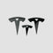 Tre Tesla T-emblem covers i blank sort i forskellige størrelser til Model 3