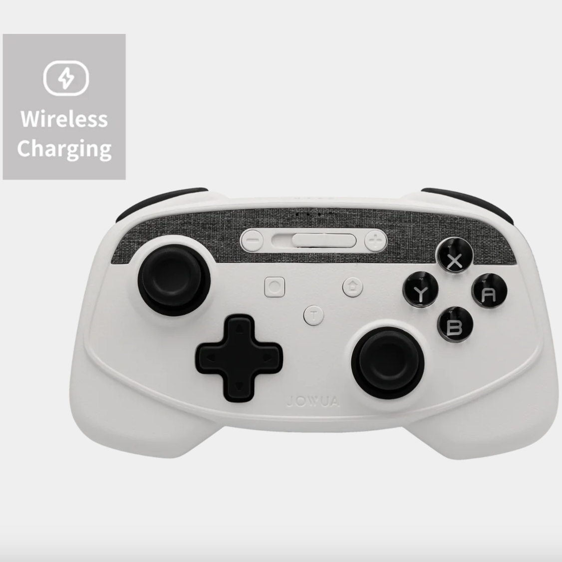 En hvid Jowua controller med Alcantara look