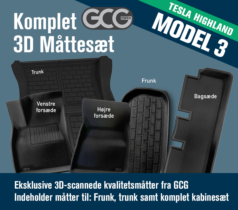 GCG Max All Weather komplet måttesæt – Passer til Tesla Model 3 Highland