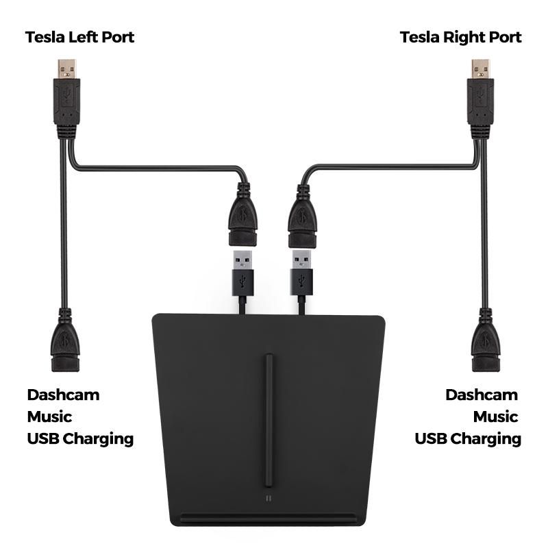 Trådløs oplader designet til Tesla Model 3 (2017-2020 før facelift)