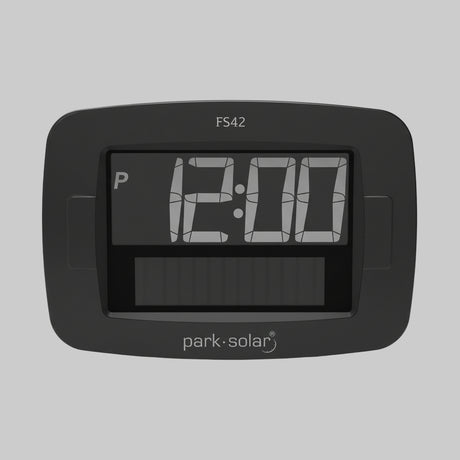 Fronten af en park solar fs42 parkeringsskive. Der viser tallet 12.
