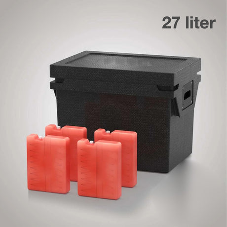 Qool Box M Cool sort – køleboks uden strøm på 27 liter med 4 køleelementer – universel til alle biler