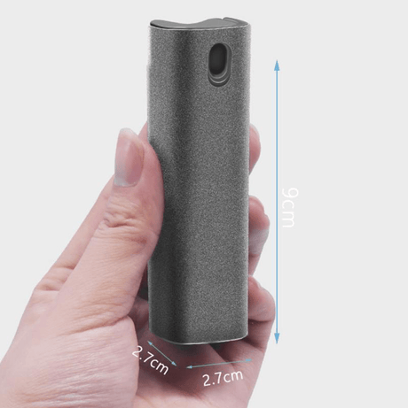 Billede med målene på den kompakte skærmrenser-spray