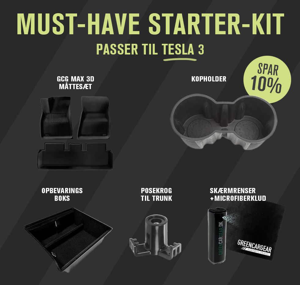 Spar 10% – Start-pakke til Tesla Model 3 (2021 facelift)