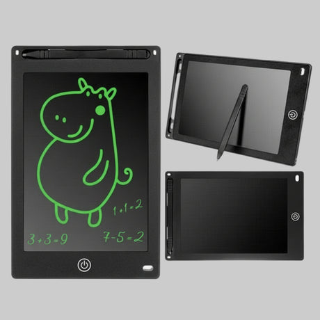 tegnetavlen i 3 forskellige positioner, hvor den ene har en flodhest samt nogle regnestykker