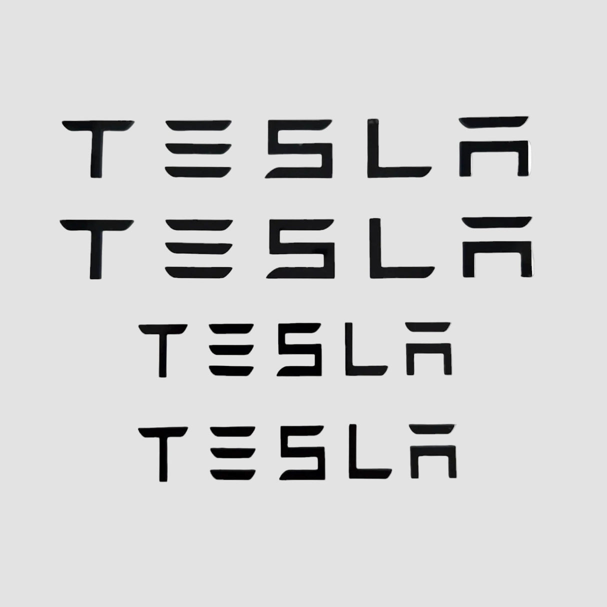 Tesla bogstaver som kan bruges i stedte for logo på bilen 